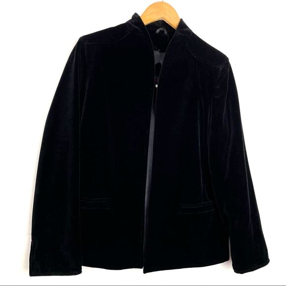 Vintage Black Velvet Blazer Jacket Small 1980s - Picture 3 of 10